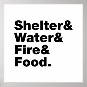 Überleben (Unterkunft & Wasser & Feuer & Nahrung)  Poster