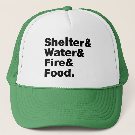 Überleben (Unterkunft & Wasser & Feuer & Nahrung) Truckerkappe (Vorderseite)