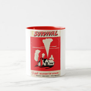 Überleben - Vintage-Atom-Sicherheitsplakat Zweifarbige Tasse