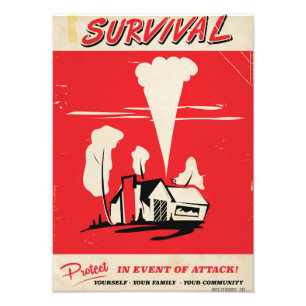 Überleben - Vintage Atombombe-Sicherheitsplakat Fotodruck
