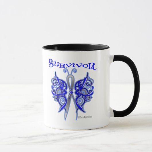 Überlebend-keltischer Schmetterling - Darmkrebs Tasse (Rechts)