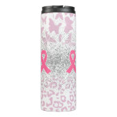 Überlebende Brustkrebs Tier Druckbrille Thermosbecher (Rückseite)