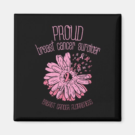 Überlebende Daisy Pink Brustkrebs-Geschenk Magnet (Vorne)