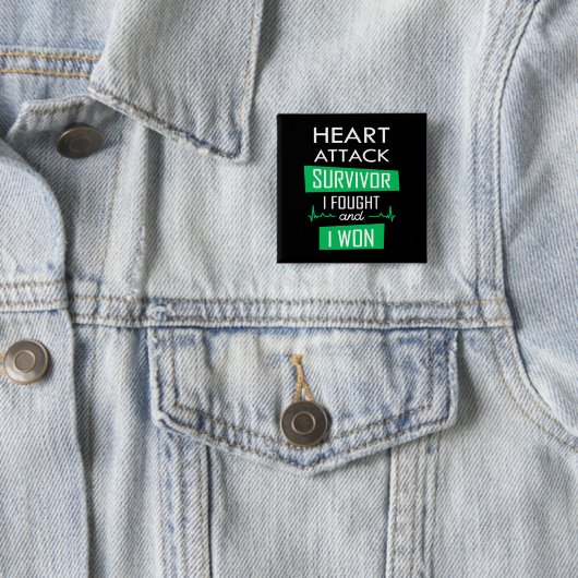 Überlebende eines Herzinfarktes, ich kämpfte und g Button (Beispiel)