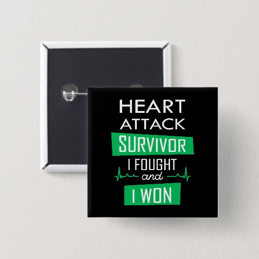 Überlebende eines Herzinfarktes, ich kämpfte und g Button (Vorne & Hinten)
