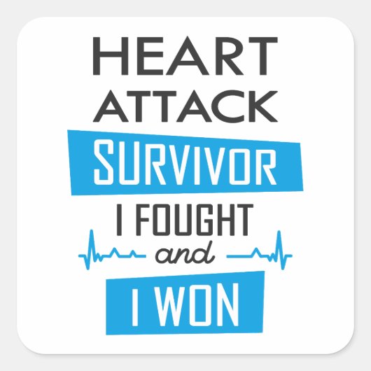 Überlebende eines Herzinfarktes, ich kämpfte und g Quadratischer Aufkleber (Vorderseite)