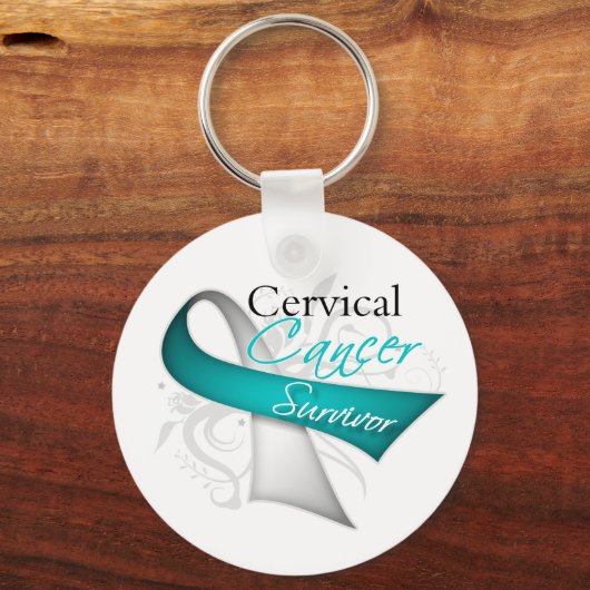 Überlebende - Gebärmutterhalskrebs Schlüsselanhänger (Vorderseite)