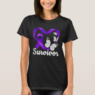 Überlebende häuslicher Gewalt lila Herz Schmetterl T-Shirt
