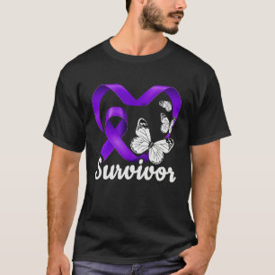 Überlebende häuslicher Gewalt lila Herz Schmetterl T-Shirt