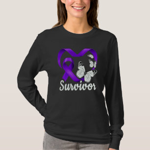 Überlebende häuslicher Gewalt lila Herz Schmetterl T-Shirt