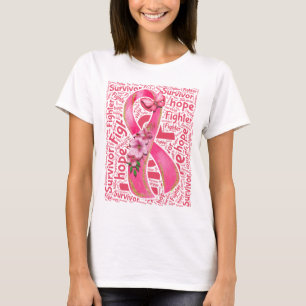 Überlebende Kämpfer Hoffnung rosa Ribbon Brustkreb T-Shirt