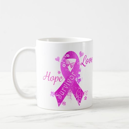 Überlebende Liebe Hope Cure Kaffeetasse (Links)