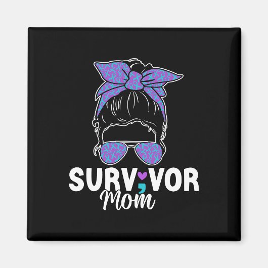 Überlebende Mama - Semicolon Suicide Prevention Aw Magnet (Vorne)