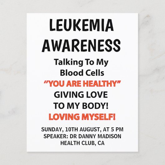 Überlebende von Leukämie Awareness Flyer (Vorne)