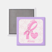 Überlebende von Rosa Ribbon Brustkrebs & lila Gren Magnet (Vorderseite/Rückseite)