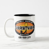 Überlebender/addieren Ihre Stadt Zweifarbige Tasse (Links)