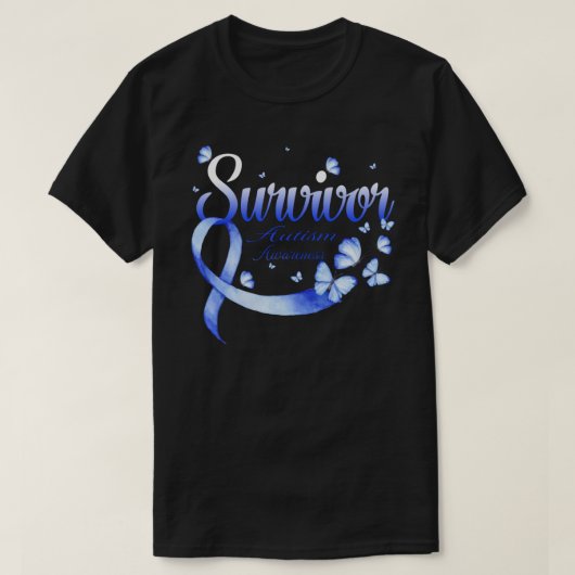 Überlebender Autismus-Bewusstseinsschmetterling T-Shirt (Design vorne)
