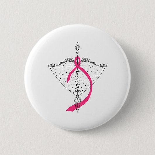 Überlebender Bow Arrow Warrior Hope Pink Ribbon Br Button (Vorderseite)