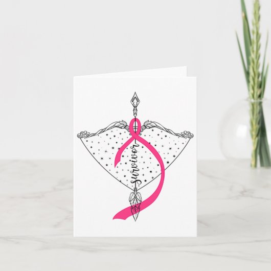 Überlebender Bow Arrow Warrior Hope Pink Ribbon Br Karte (Vorderseite)