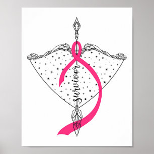 Überlebender Bow Arrow Warrior Hope Pink Ribbon Br Poster