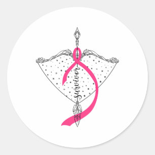 Überlebender Bow Arrow Warrior Hope Pink Ribbon Br Runder Aufkleber
