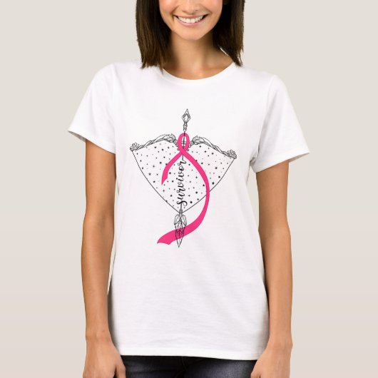 Überlebender Bow Arrow Warrior Hope Pink Ribbon Br T-Shirt (Vorderseite)