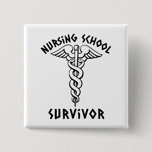 Überlebender der Pflegeschule Caduceus Studentin K Button (Vorderseite)