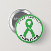 Überlebender einer Organtransplantation Ribbon Wei Button (Vorne & Hinten)