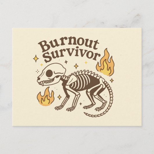 Überlebender eines Burnouts Possum Skelett Postkarte (Vorderseite)