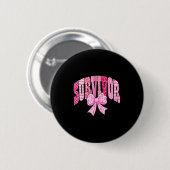 Überlebender Rosa Band Coquette Schleife Brustkreb Button (Vorne & Hinten)