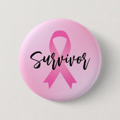 Überlebender rosa Brustkrebs Button (Vorderseite)