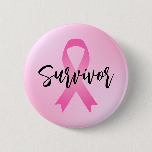 Überlebender rosa Brustkrebs Button (Vorderseite)