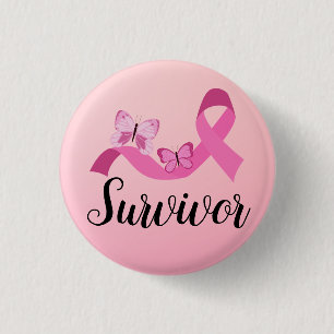 Überlebender rosa Brustkrebs Button