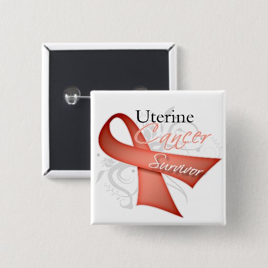 Überlebender - uteriner Krebs Button (Vorne & Hinten)