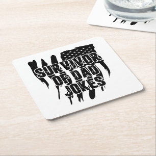 Überlebender Vater Witze Vintag erschüttert US-Fla Rechteckiger Pappuntersetzer