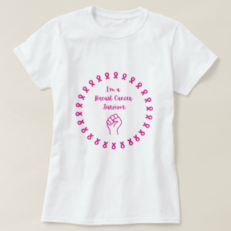 Überlebender von Brustkrebs Rosa Faust Weißes T-Sh T-Shirt