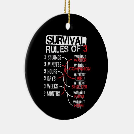 Überlebensregeln - Wilderness Quiz Keramik Ornament (Rechts)