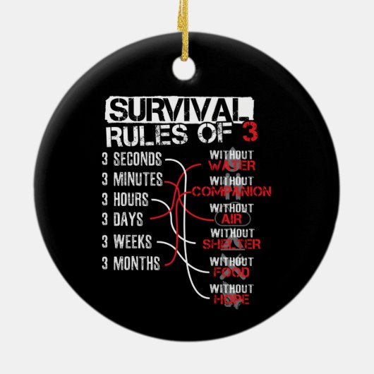 Überlebensregeln - Wilderness Quiz Keramik Ornament (Hinten)