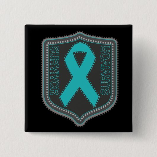 Überlebensstiftes Ribbon Patch - Ovarialkarzinom Button (Vorderseite)