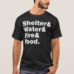Überlebensunterkunft Wasser Feuer Essen 70er Junge T-Shirt