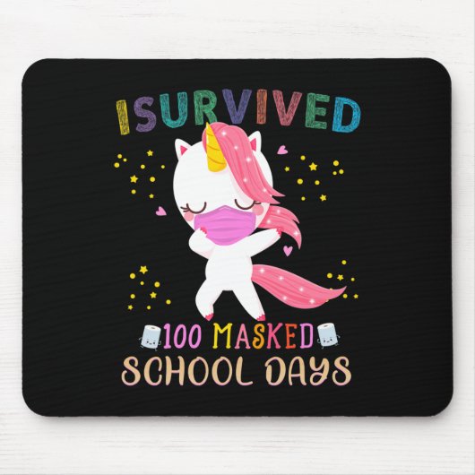 Überlebte 100 Masked School Days Dabbing Unicorn M Mousepad (Vorne)