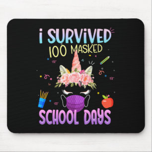 Überlebte 100 maskierte Schultage Unicorn Traaring Mousepad
