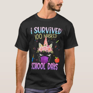 Überlebte 100 maskierte Schultage Unicorn Traaring T-Shirt