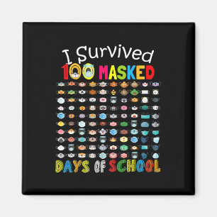 Überlebte 100 maskierte Tage der Schule 100 Spaß M Magnet