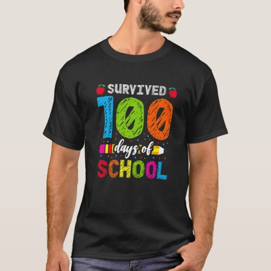 Überlebte 100 Tage Schulkhalbleistift K T-Shirt (Vorderseite)