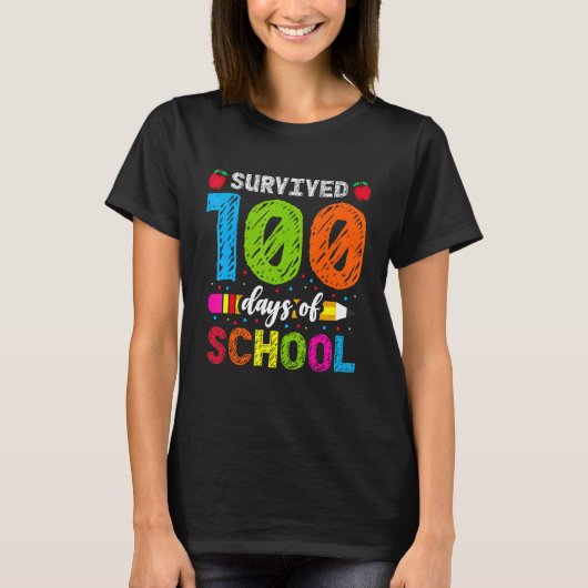 Überlebte 100 Tage Schulkhalbleistift K T-Shirt (Vorderseite)