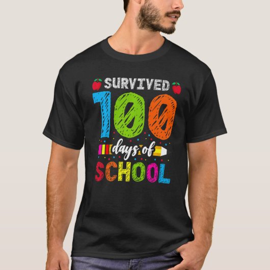 Überlebte 100 Tage Schulkhalbleistift K T-Shirt (Vorderseite)