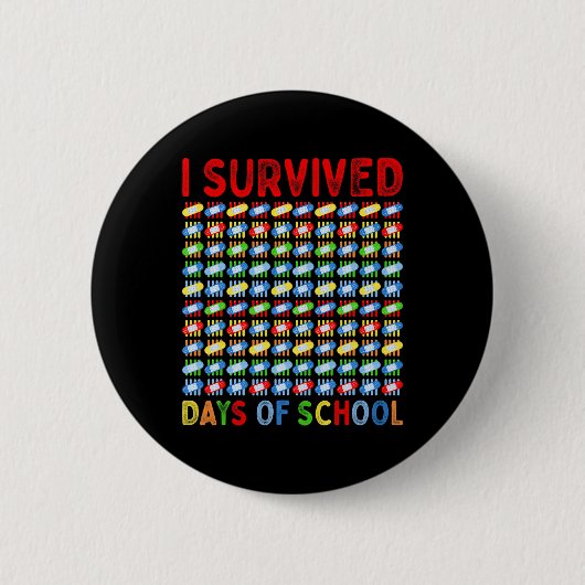 Überlebte 100 Tage Schullehrer Kinderpflaster Button (Vorderseite)