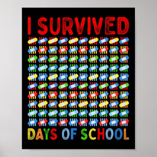 Überlebte 100 Tage Schullehrer Kinderpflaster Poster