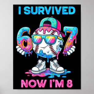 Überlebte 67 8 Jahre alte Baseball-Jungen Sport Ki Poster